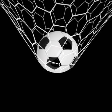 Vektör gerçekçi futbol topu veya futbol topu siyah arka plan üzerine net. 3D stil vektör topu