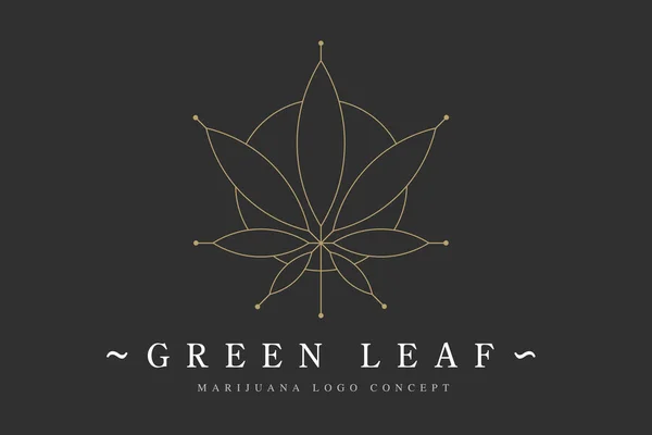 Cannabis marihuána kender zöld levél lapos szimbólum vagy logo design. Kannabisz Téglafalat ökológiai logó. Kender jelképe a logo design csomagolás az áru, élelmiszer-, a nyomtatott termékek létrehozása. — Stock Vector