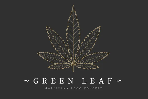 Cannabis marihuána kender zöld levél lapos szimbólum vagy logo design. Kannabisz Téglafalat ökológiai logó. Kender jelképe a logo design csomagolás az áru, élelmiszer-, a nyomtatott termékek létrehozása. — Stock Vector