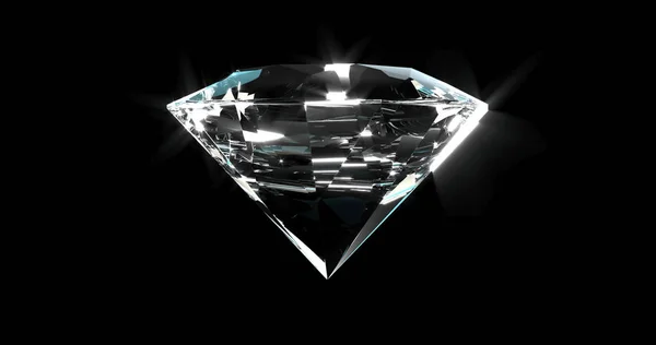 Hermoso diamante brillante, brillante aislado sobre fondo negro. Diamantes transparentes o transparentes, primer plano. Joyas brillantes piedras preciosas. Ilustración 3D renderizada — Foto de Stock