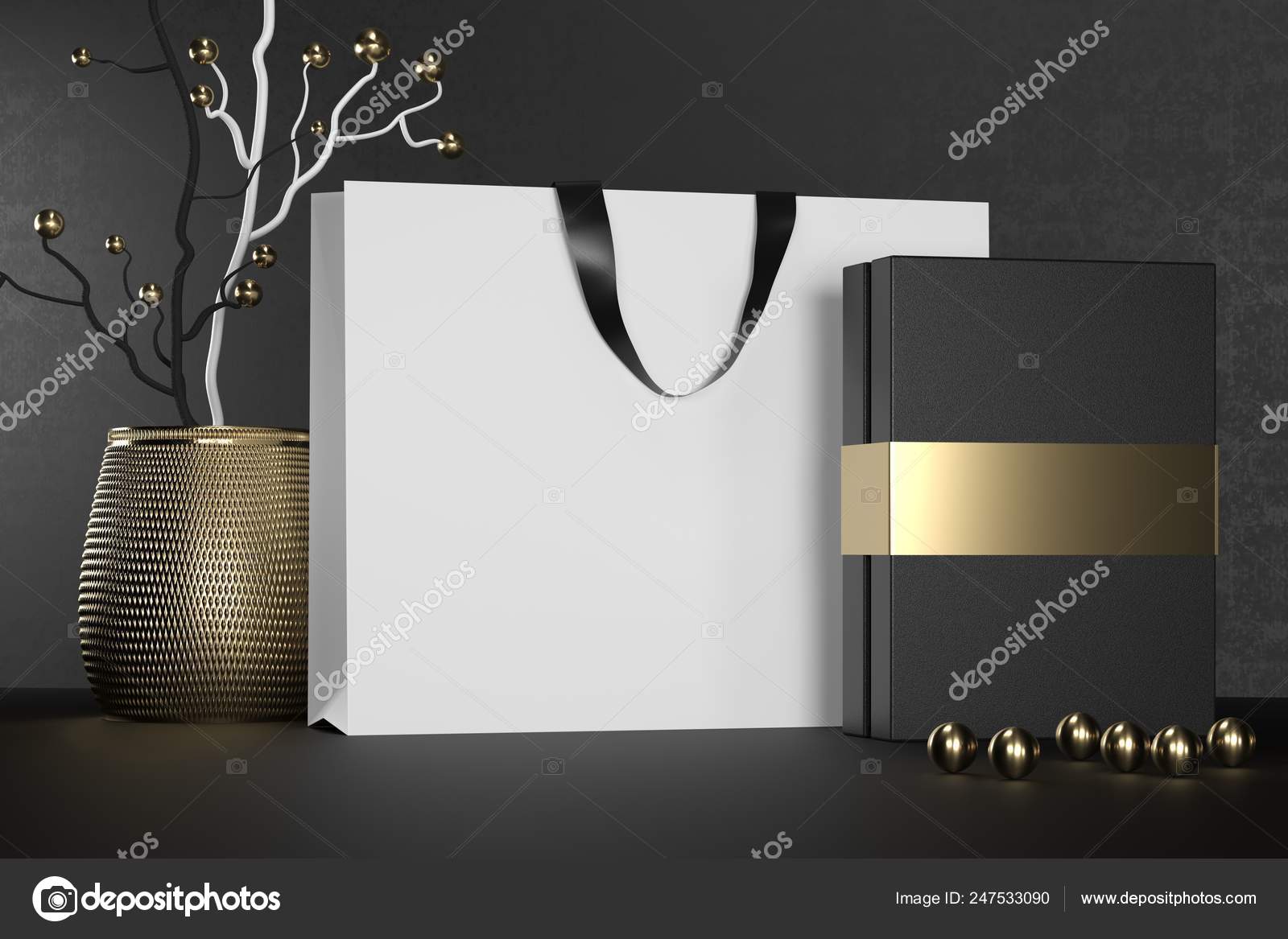 Download White Branding Paper Shopping Bag With Handles And Luxury Black Box Mock Up Premium White Package For Purchases Mockup On A Black Background 3d Rendering Stock Photo By C Volmon Tut By 247533090