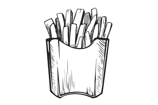 Handritad pommes frites. Snabbmat, skräpmat ikonen. — Stock vektor