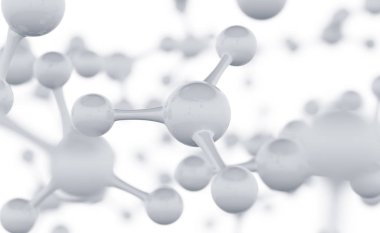 Soyut molekül tasarımı. Atomlar. Kimya bilimi afişi veya el ilanı için soyut bir arkaplan. Bilim ya da tıbbi geçmiş. 3d resimleme.