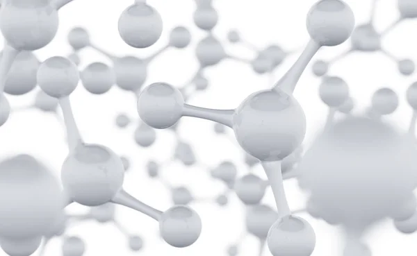 Abstrakte Moleküle entwerfen. Atome. Abstrakter Hintergrund für Banner oder Flyer zur Chemie-Wissenschaft. Wissenschaft oder medizinischer Hintergrund. 3D-Darstellung. — Stockfoto