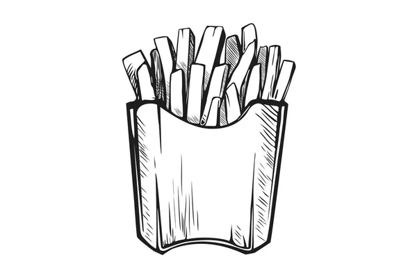 Papas fritas hechas a mano. Comida rápida, comida chatarra icono . — Vector de stock