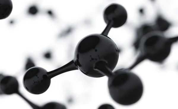 Desenho de moléculas abstratas. átomos negros. Antecedentes abstratos para banner ou panfleto de ciências químicas. Ciência ou formação médica. Ilustração de renderização 3d de molécula preta . — Fotografia de Stock