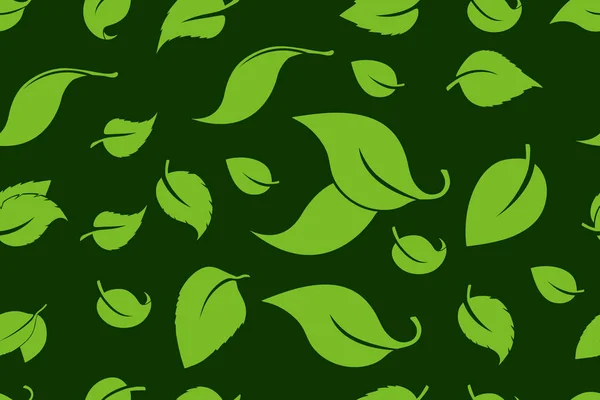 Grüne Blätter nahtlosen Hintergrund. Waldbäume nahtloses Muster. Natur. — Stockvektor