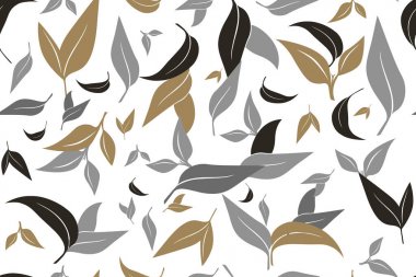 Beyaz arka plan üzerinde yeşil çay yaprakları ile Dikişsiz desen. Kağıt üzerinde el boyama. Mayıs kumaş, ambalaj kağıt kullanılır. Vektör çizimi.