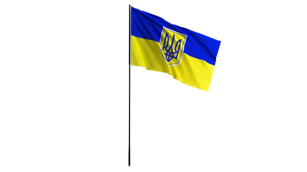 Oekraïne vlag zwaaiende op witte achtergrond 3D rendering illustratie. — Stockfoto