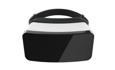 Vr gözlükleri. Siyah beyaz sanal gerçeklik kulaklığı Beyaz arka planda izole edilmiştir. 3d İllüstrasyon