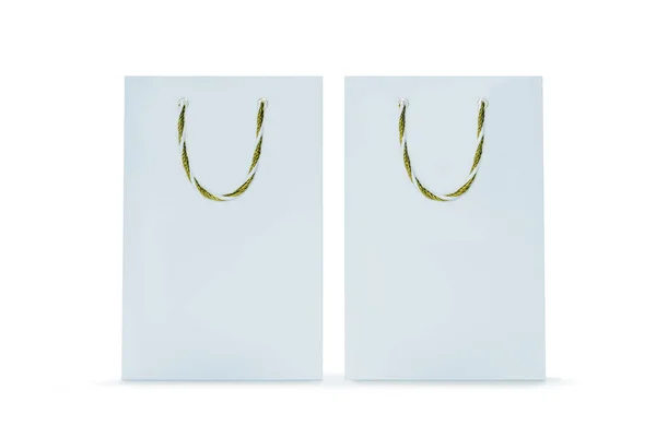 White shopping bag mock up. Luxury paper bag isolated on white background. 3d rendering — Stock Photo, Image
