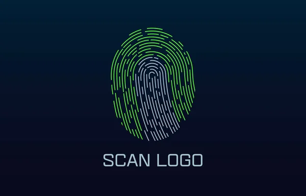 Logo otisku prstu. Identifikace barevné ikony otisku prstu. Bezpečnostní a sledovací prvek systému. Biometrické rozhraní rozpoznávání. Skenování otisků prstů — Stockový vektor