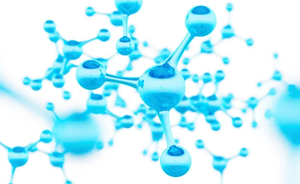 Abstrakta molekyler design. Atomer. Abstrakt bakgrund för kemi vetenskap banner eller flygblad. Vetenskap eller medicinsk bakgrund. 3D-återgivning illustration — Stockfoto