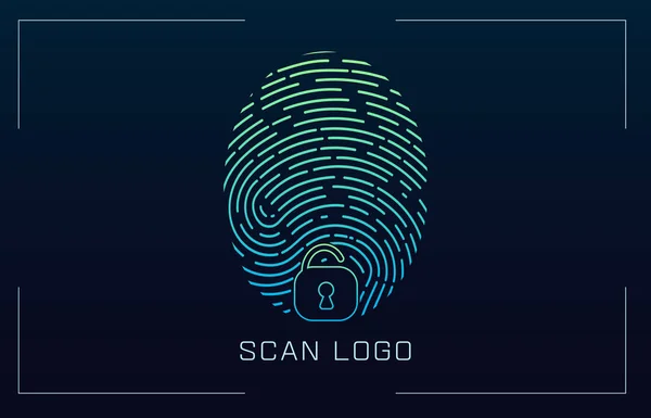 Skenovací systém snímání otisků prstů v futuristickém stylu HUD. Biometrické rozhraní. Rozpoznání biometrické technologie a koncepce umělé inteligence. Skenování otisků prstů HUD UI — Stockový vektor