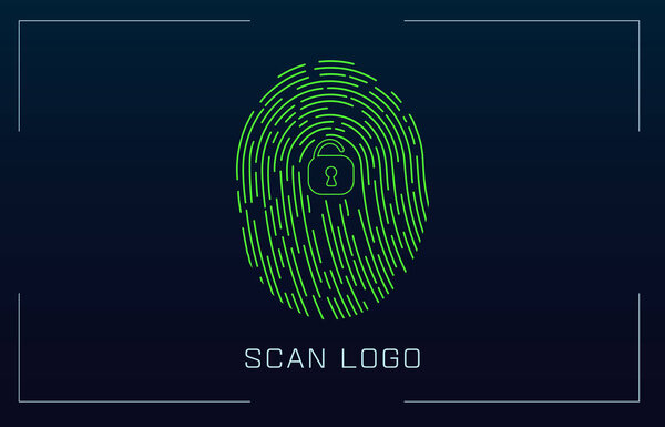 Система идентификации отпечатков пальцев в футуристическом стиле HUD. Биометрический интерфейс. Признание биометрической технологии и концепция искусственного интеллекта. Сканирование отпечатков HUD UI
