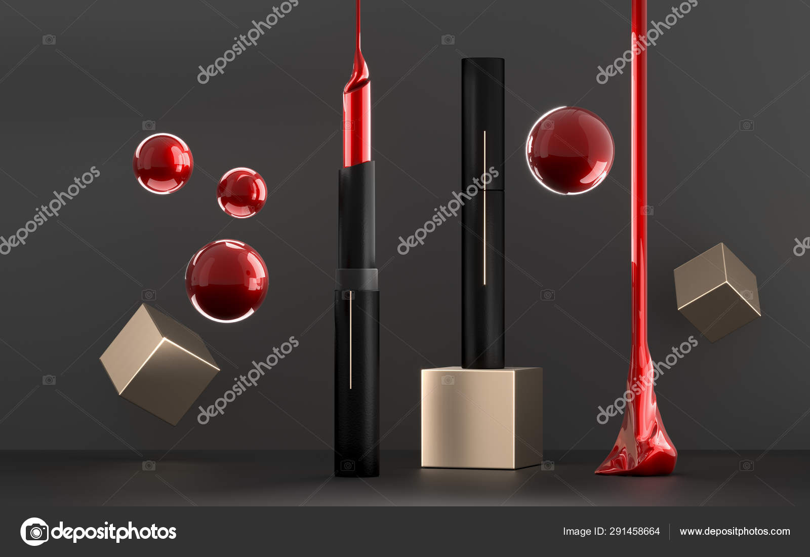 Download Makeup Ads Template Fashion Lipstick Cosmetics Make Up Beauty Product Charming Red Lipstick Mock Up With Black And Gold Background Trendy Cosmetic Design 3d Illustration Stock Photo Image By C Volmon Tut By