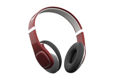 Modern kablosuz kulaklık 3D görüntüleme beyaz arkaplanda izole edildi