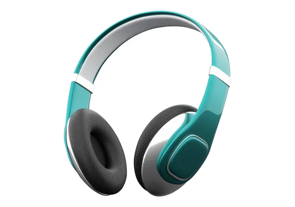 Moderne drahtlose 3D-Wiedergabe von Kopfhörern isoliert auf weißem Hintergrund — Stockfoto