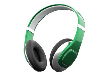 Modern kablosuz kulaklık 3D görüntüleme beyaz arkaplanda izole edildi