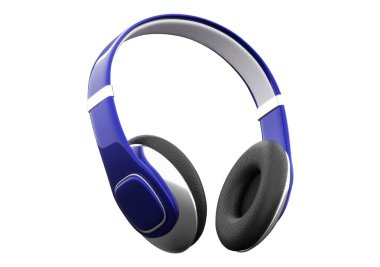 Modern kablosuz kulaklık 3D görüntüleme beyaz arkaplanda izole edildi