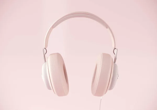 Moderne Kopfhörer 3D-Rendering auf pastellfarbenem Hintergrund. — Stockfoto