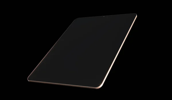 Tablettdator med blank skärm mockup, isolerad på svart bakgrund. 3d-konvertering. — Stockfoto