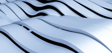 Alüminyum soyut gümüş metal arka plan. Metal tasarımı. Çelik dokusu. Geometrik dalga arka planı. Parlak metal. Fütürist 3d görüntüleme