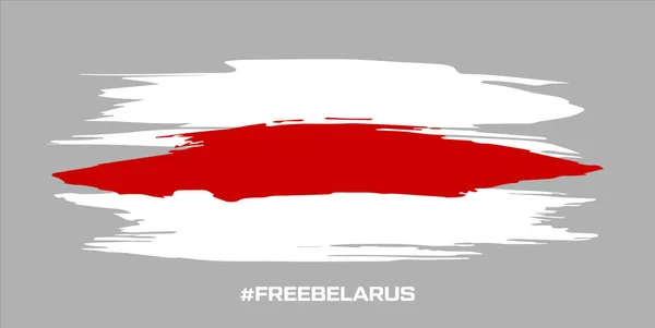 Biélorussie drapeau blanc-rouge-blanc. Elections au Bélarus 2020. Vive le Belarus. Symbole de protestation et de désaccord. Illustration vectorielle. Fond gris — Image vectorielle