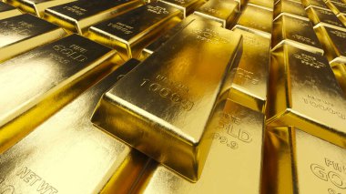 Bir yığın altın. Finansal kavramlar. 3d oluşturma.