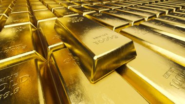 Bir yığın altın. Finansal kavramlar. 3d oluşturma.