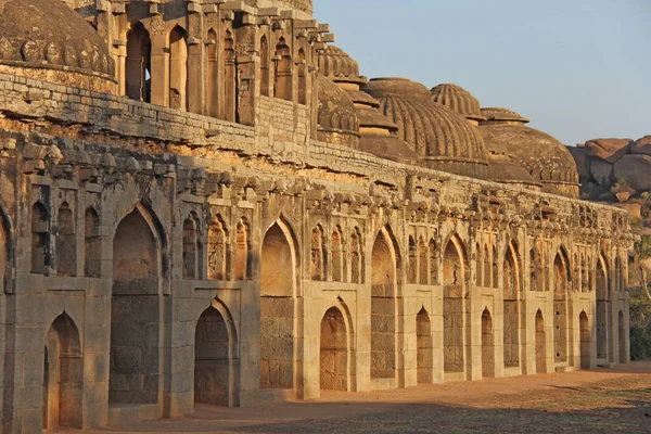 Elephant Stables. Garage or parking for royal elephants. Hampi Monuments, Karnataka, India.