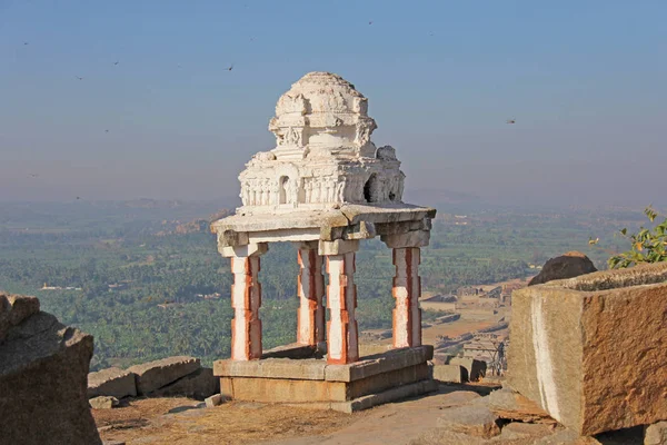 Wschód Słońca Hampi Wzgórzu Matanga Widok Góry Nieba Aerophoto Indian — Zdjęcie stockowe