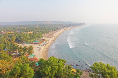Arambol Plajı. Gökyüzünden, yukarıdan görüntüle, aerofoto, nokta 