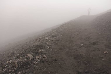 Etna yanardağı. Etna volkan krateri. Siyah Volkanik Dünya,