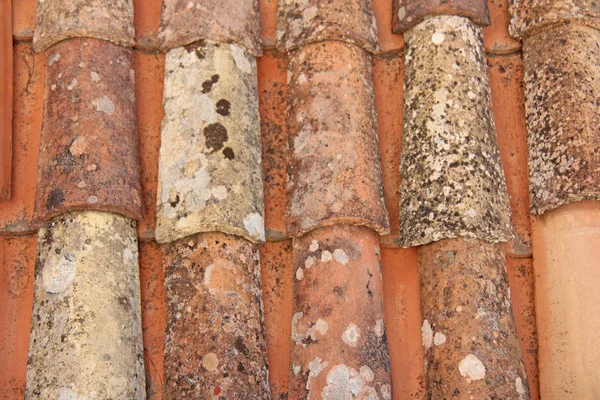 Roof of Tiles. Terracotta Old Tiles. Beige Background from Tiles