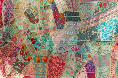 Indıum Patchwork. Hindistan nakış renkli. Parlak çok renkli