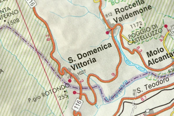 S. Domenica Vittoria. Map. The islands of Sicily, Italy — Stock Photo, Image