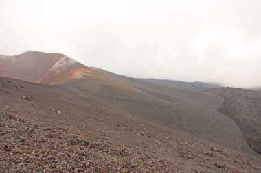 Etna yanardağı. Etna volkan krateri. Siyah Volkanik Dünya,