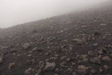 Etna yanardağı. Etna volkan krateri. Siyah Volkanik Dünya,