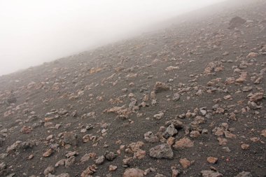Etna yanardağı. Etna volkan krateri. Siyah Volkanik Dünya,