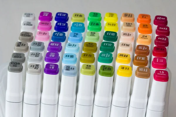 Set Bright Multi Colored Felt Tip Pens Markers Designation Numbers — Stock Photo, Image