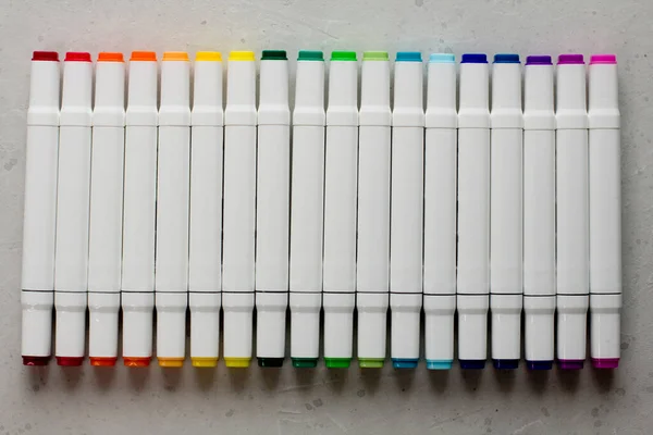 Set Bright Multi Colored Felt Tip Pens Markers Designation Numbers — Stock Photo, Image