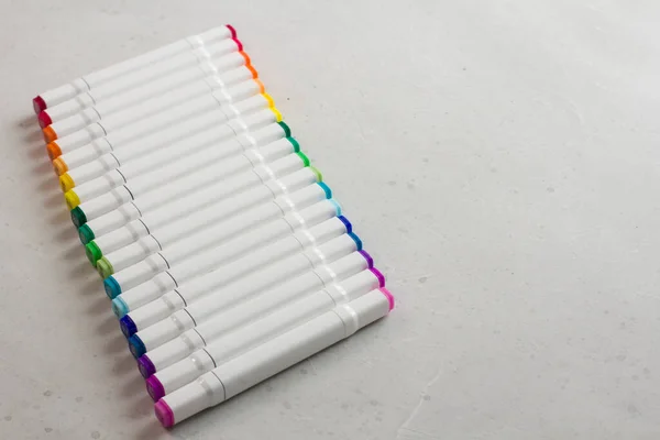 Set Feutre Multicolore Lumineux Stylos Marqueurs Avec Des Numéros Désignation — Photo