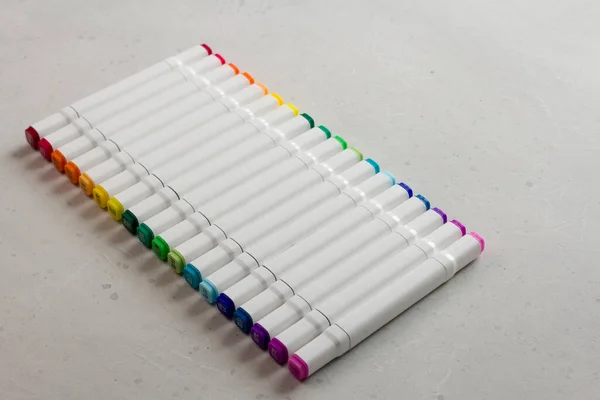 Set Feutre Multicolore Lumineux Stylos Marqueurs Avec Des Numéros Désignation — Photo