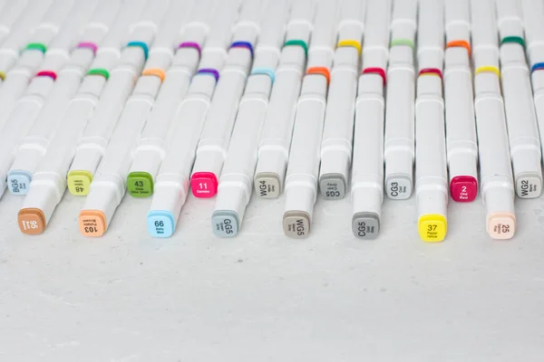 Set Feutre Multicolore Lumineux Stylos Marqueurs Avec Des Numéros Désignation — Photo