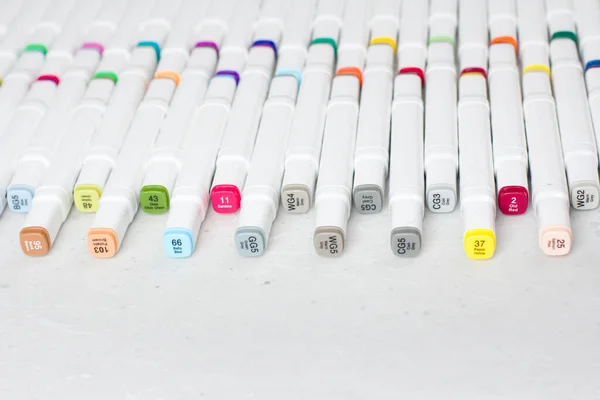 Set Feutre Multicolore Lumineux Stylos Marqueurs Avec Des Numéros Désignation — Photo