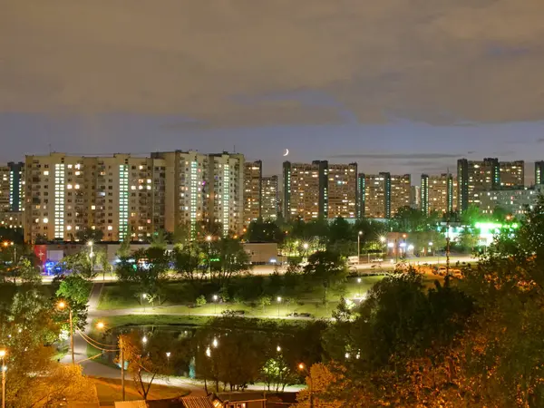 Lights Night City Moscow Lights Reflected Water Night Megapolis Moscow — Stock Photo, Image