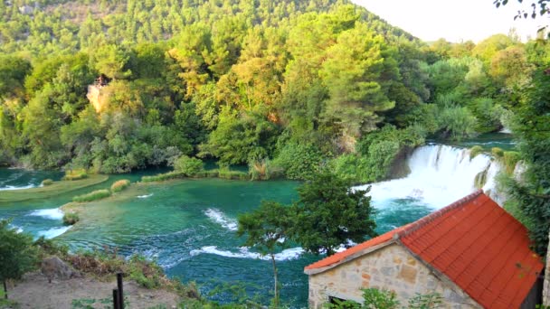 Водоспади Крка Національний Парк Хорватія Національному Парку Крка Струмки Повільно — стокове відео