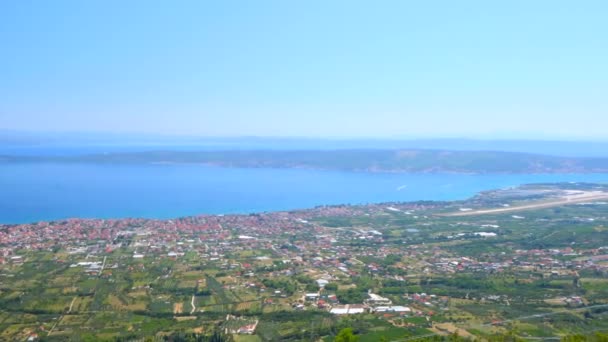 Landing Airplane Strip Airport Split Croatia View Small Mediterranean Coastal — Stock Video