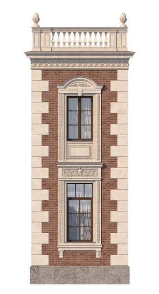 Fasaden Huset Klassisk Stil Med Rött Tegel Med Windows Rendering — Stockfoto